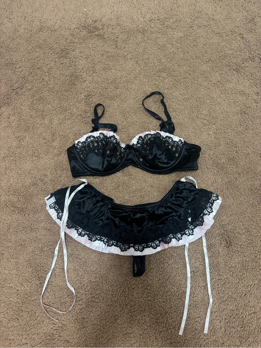 Victoria secret Lace Satin Bra & Mini Skirt Lingerie Set